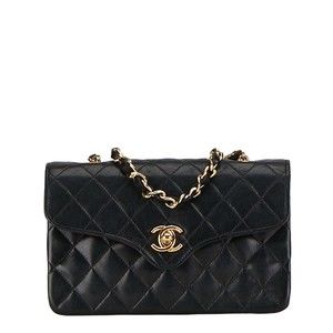 CHANEL Mini Matelasse Coco Mark Chain Shoulder Bag Black Lambskin